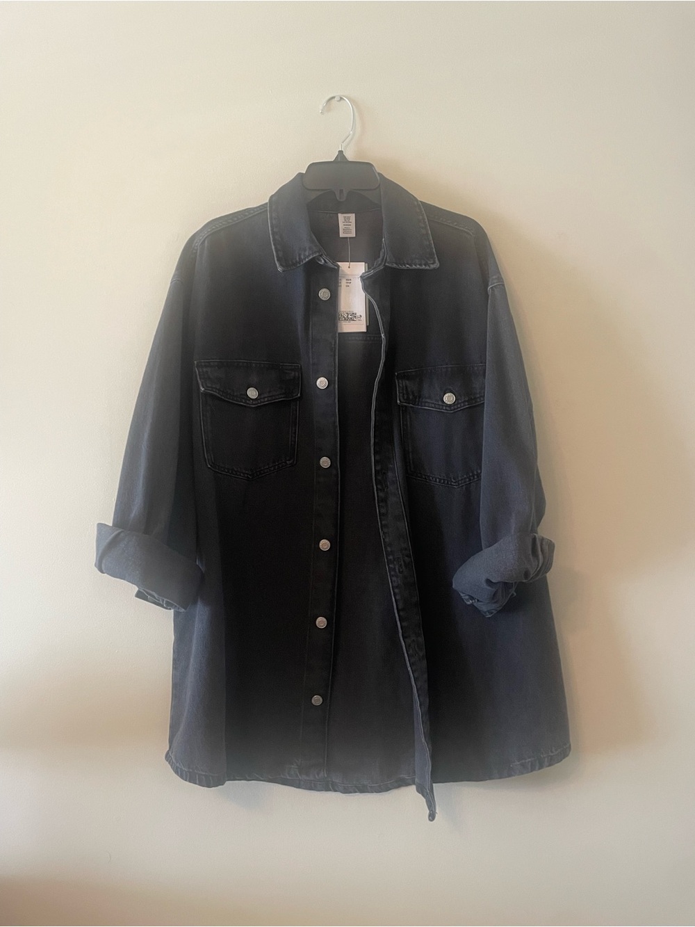 &Denim Washed Black Denim Shacket